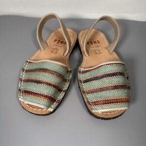 Pons Women's Avarca Leather Colorful Sandals Ankle Strap Size 34 US‎ 3